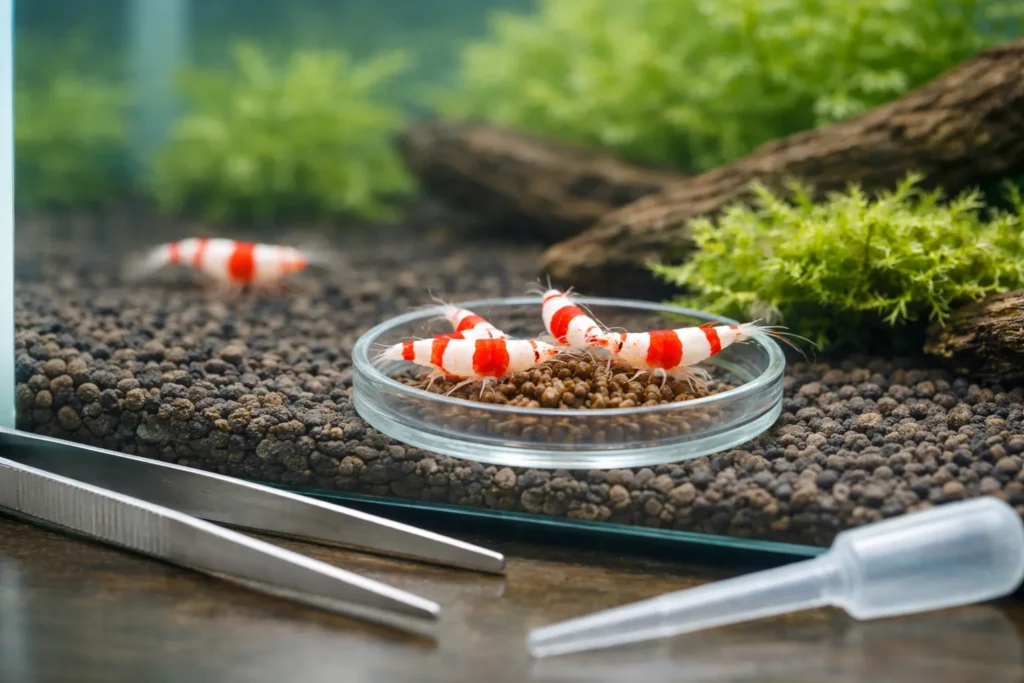 給餌皿での給餌