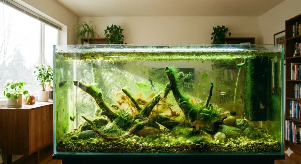 コケまみれの水槽