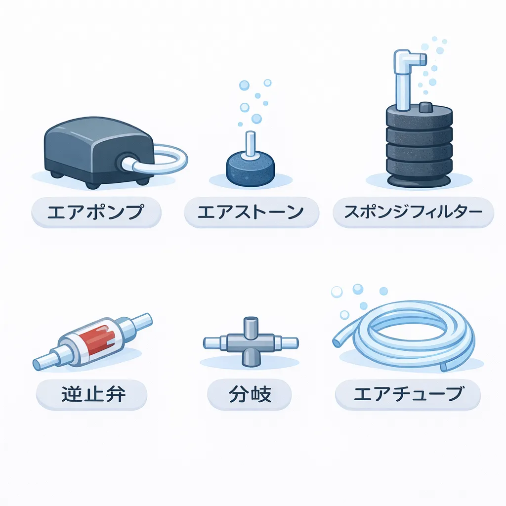 エアポンプとエアストーン